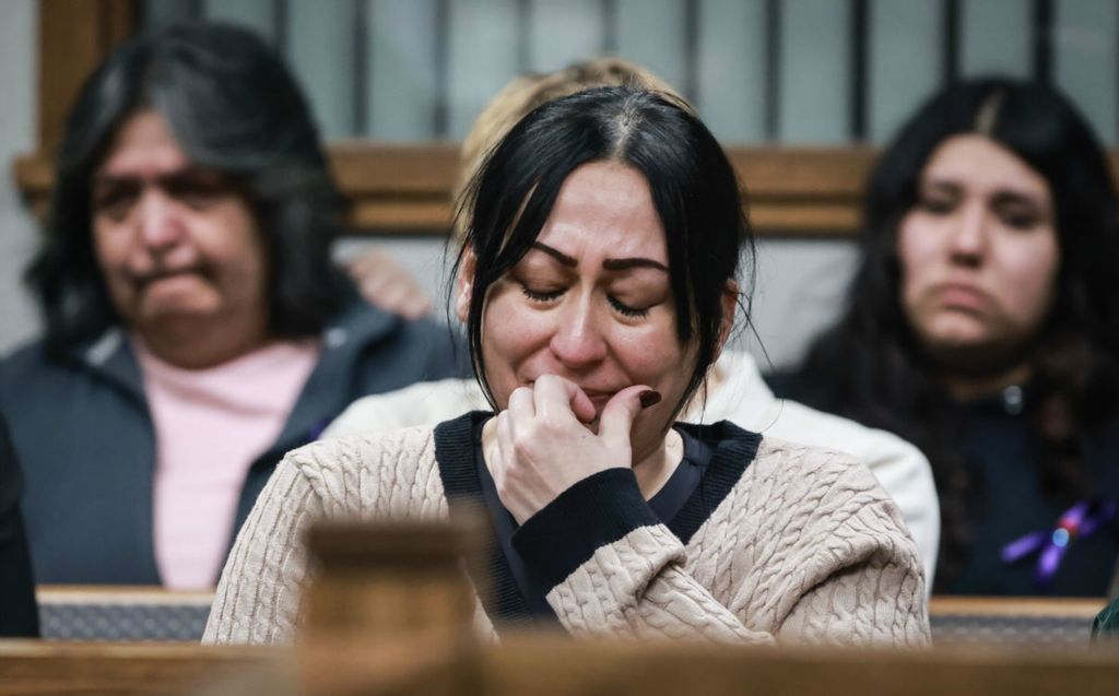 General News - 2nd place - Lori Cremar, mother of Alicia Rosa Confer, cries as Jimmy David Cole is sentenced to 30 years for murdering her daughter and her unborn grandchild Friday, January 12, 2024, at the Wood County Courthouse in Bowling Green.  (Jeremy Wadsworth / The Blade)